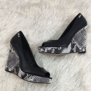 Calvin Klein Leather wedge colleen heels